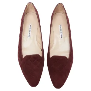 Manolo Blahnik Quilted Suede Square Toe Loafer Flats Ground Steady