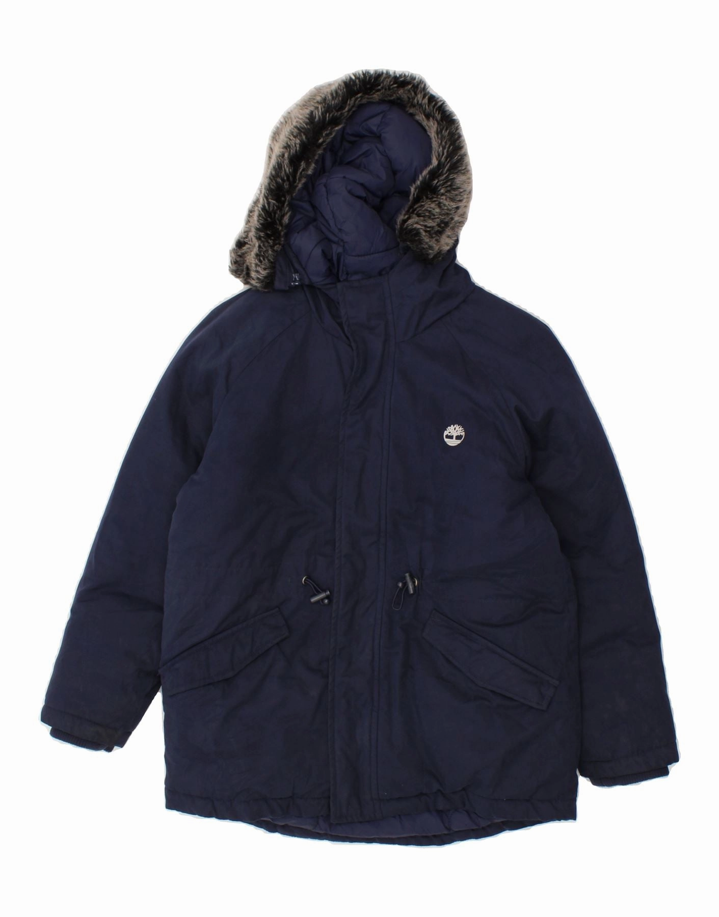 Perseverance TIMBERLAND Boys Hooded Windbreaker Jacket 7-8 Years Navy Blue Polyester
