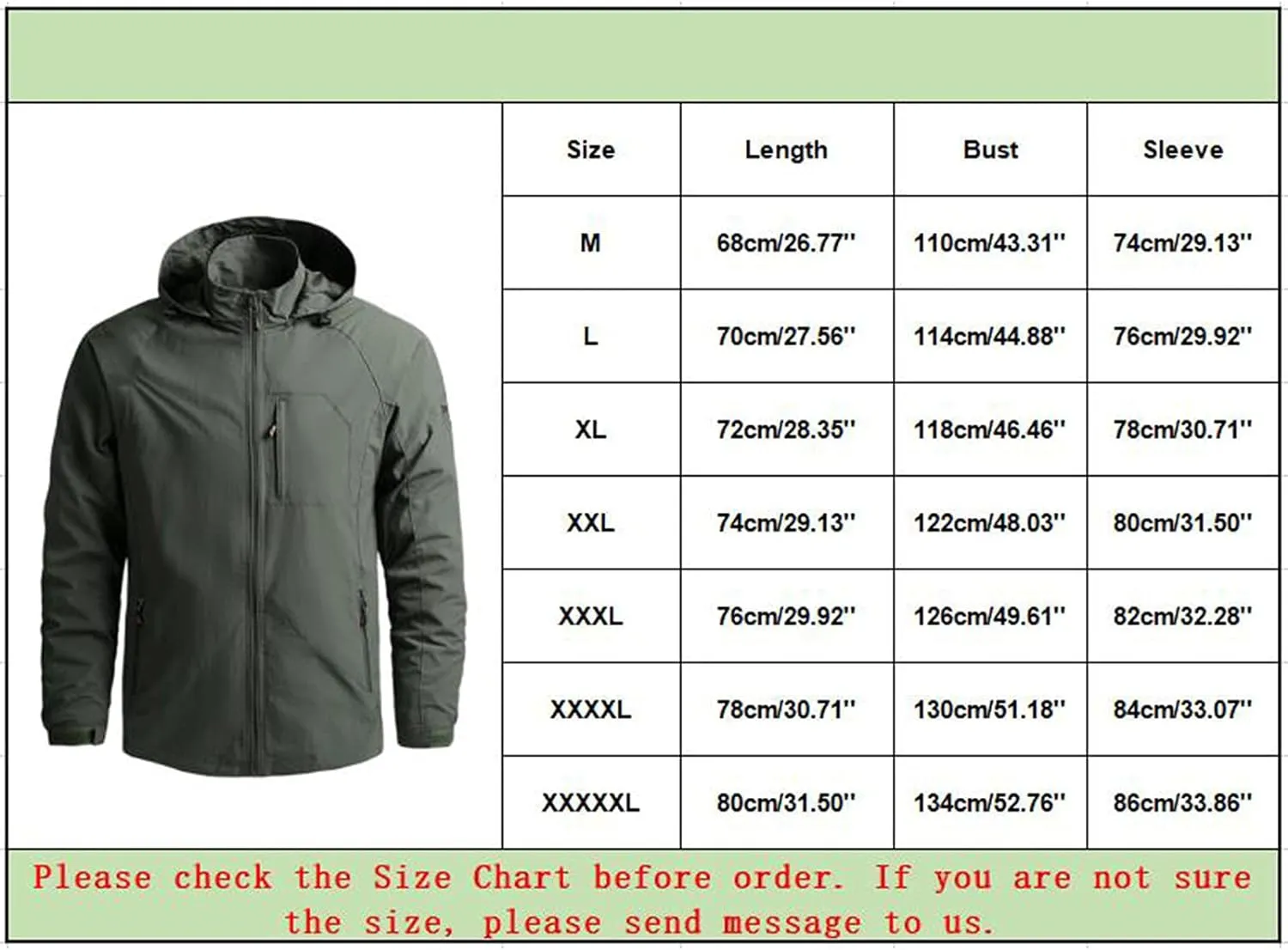 Windbreaker Men, Mens Outdoor Lightweight Hooded Zip-Up Raincoat Jacket Waterproof Rain Jacket with Removable Hood
