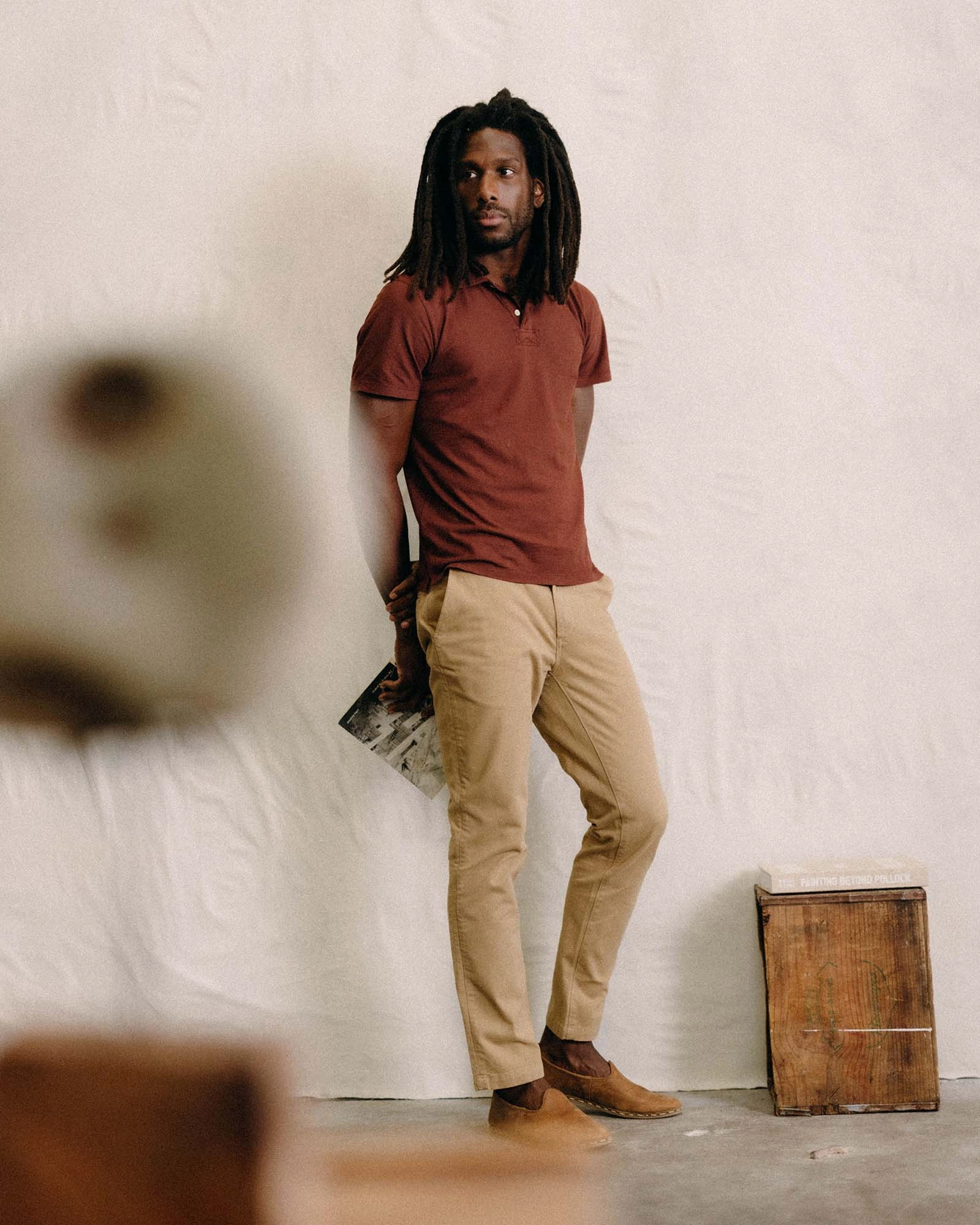 The Slim Foundation Pant in Organic Khaki Timeless Comfort