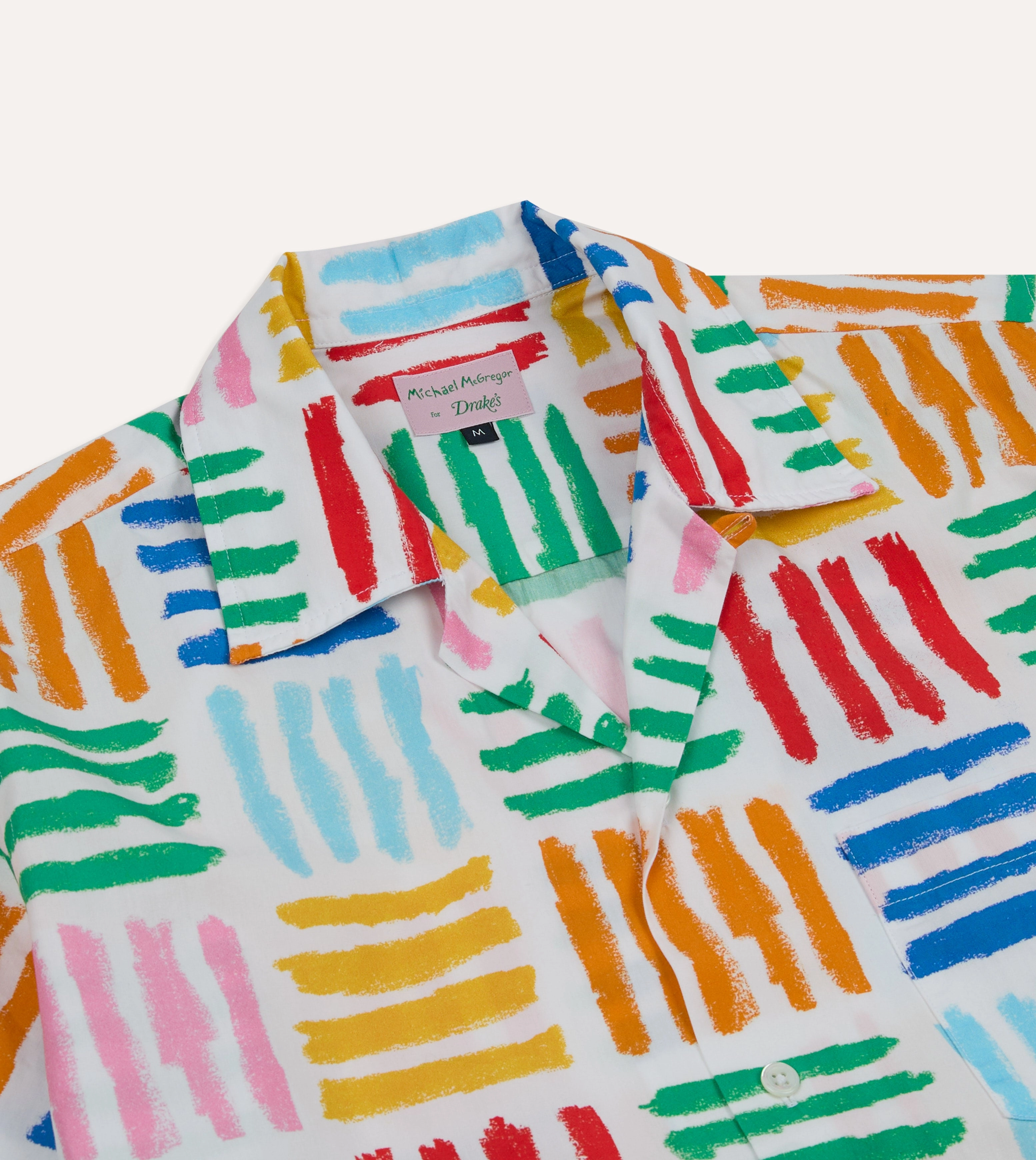 Michael McGregor for Drake's Check Camp Collar Shirt Reinforced Side Vents