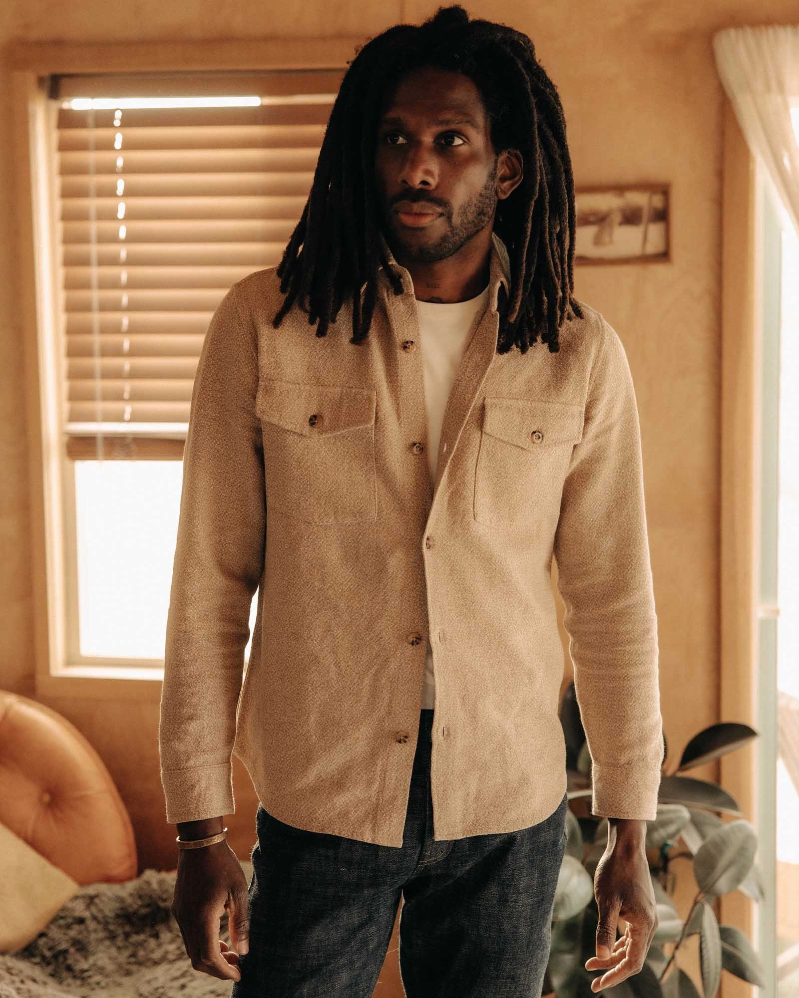 The Point Shirt in Heather Oat Linen Tweed Sports Ready