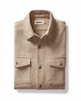 The Point Shirt in Heather Oat Linen Tweed Street Style