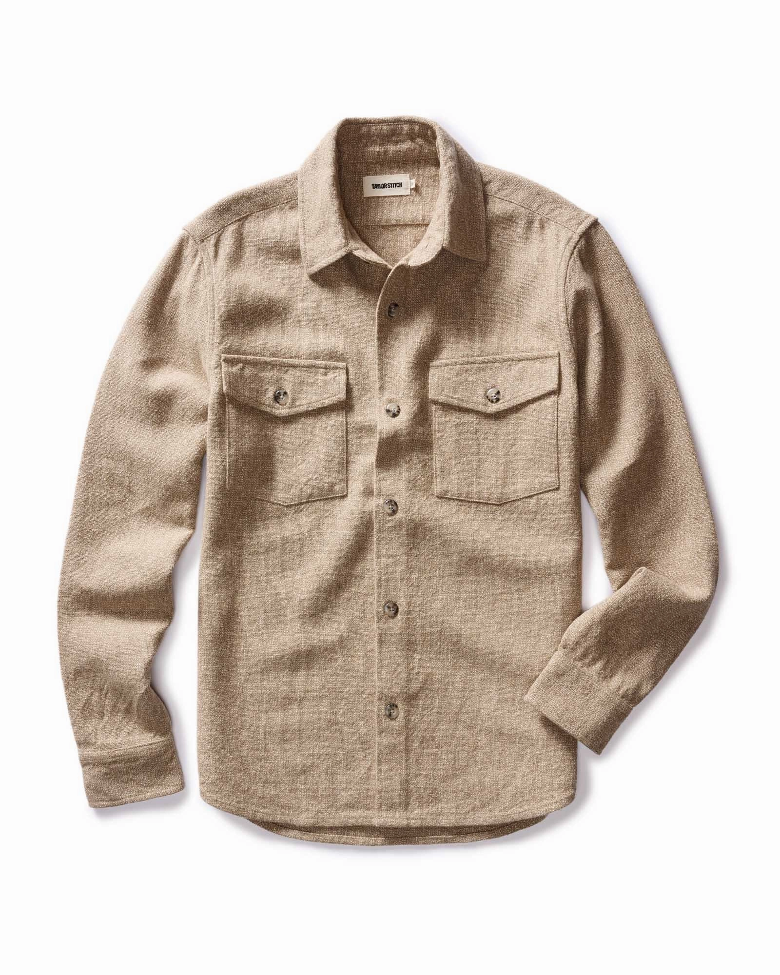 Unisex Option Conference Appropriate The Point Shirt in Heather Oat Linen Tweed