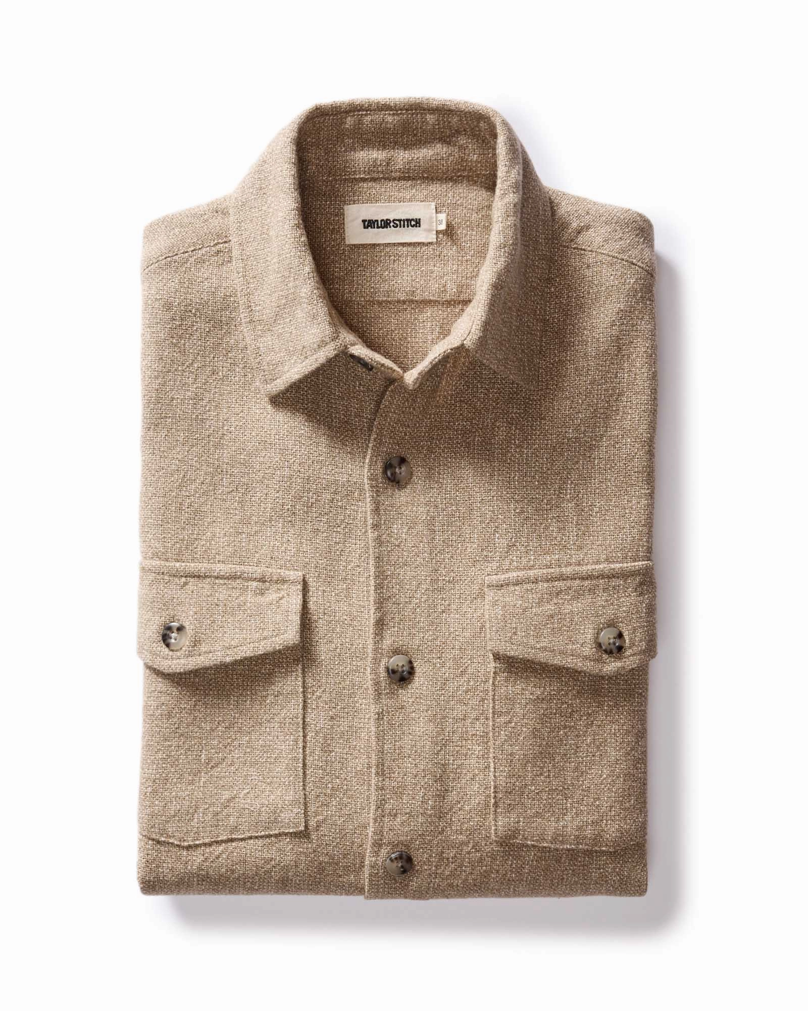 The Point Shirt in Heather Oat Linen Tweed Street Style