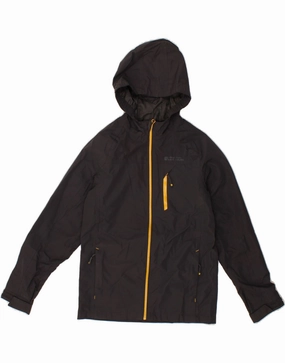 MOUNTAIN WAREHOUSE Boys Hooded Rain Jacket 11-12 Years Black Polyester back - to - school