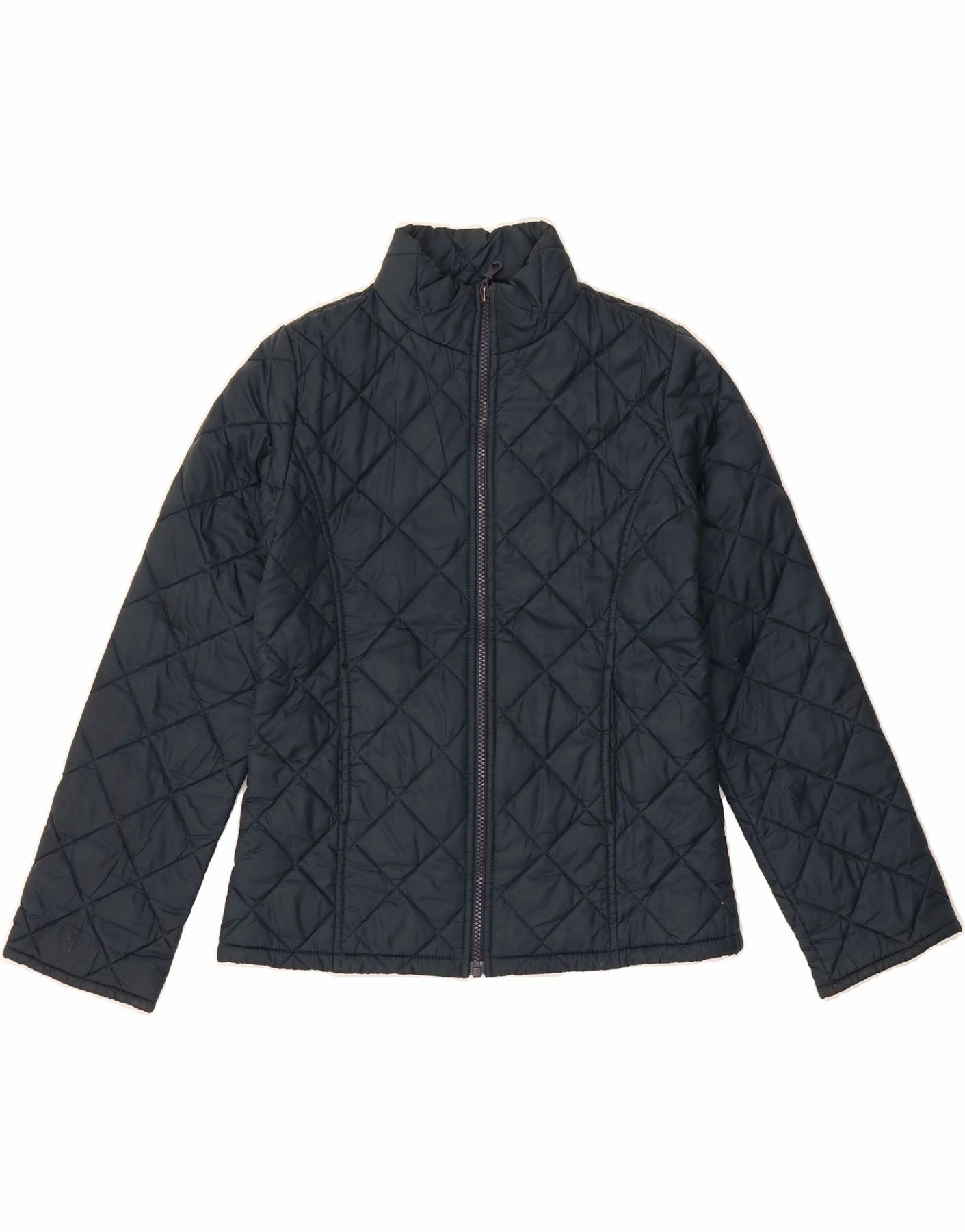 Warm Coverage BENETTON Boys Quilted Jacket 9-10 Years Large Navy Blue Polyester