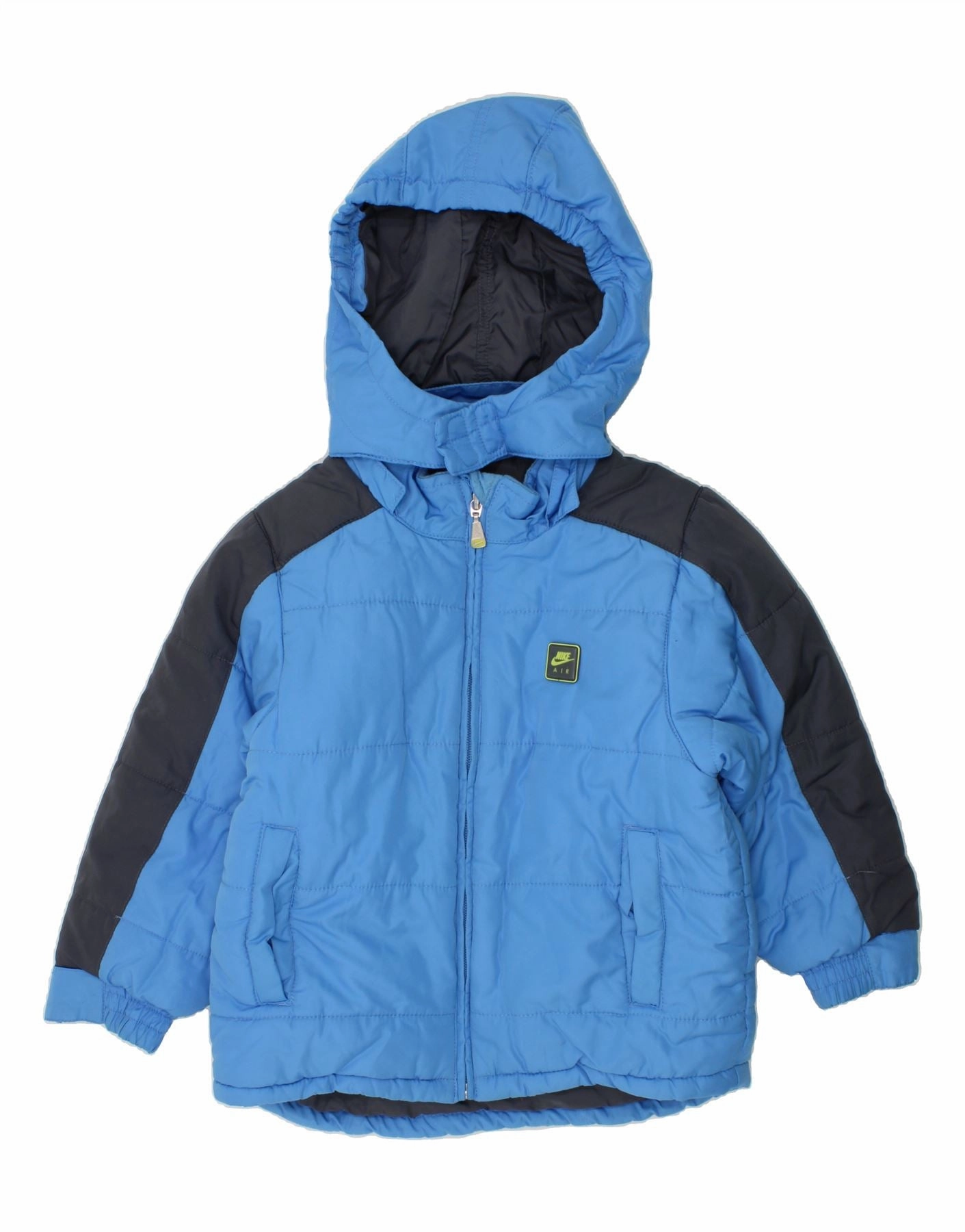 Travel Layer suitable for theater performances NIKE Boys Hooded Padded Jacket 4-5 Years Small Blue Colourblock Polyester