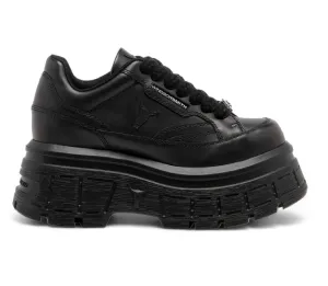 Windsorsmith Black Chunky Leather Sneakers - Swerve Long Walk
