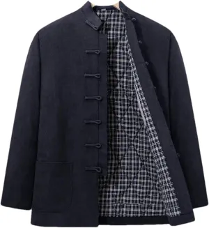 Winter Chinese Style Traditional Tang Suit Coat Men Cardigan Cotton Jackets Hanfu Kung Fu Retro Casual Warm Tops