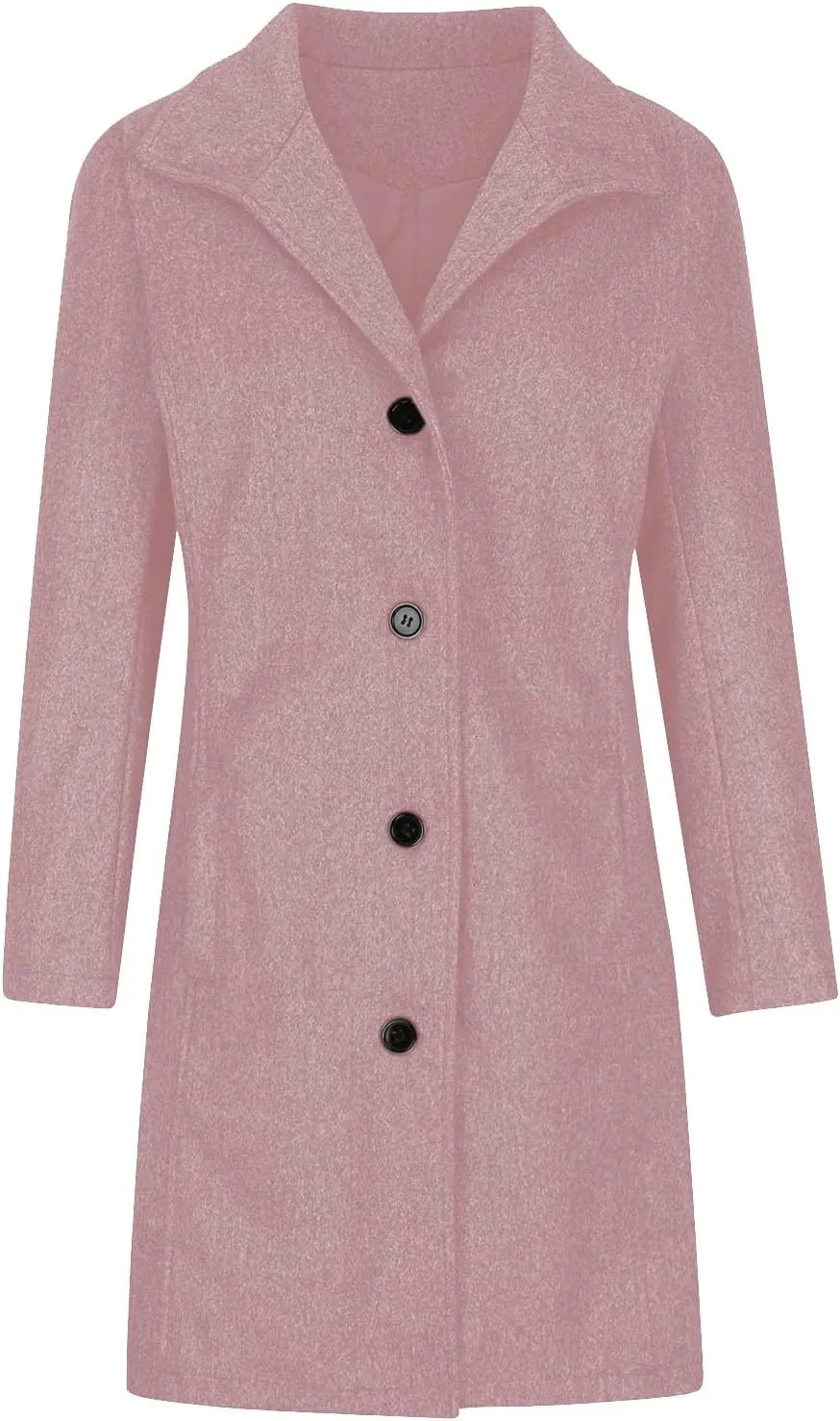Winter Coats for Women Casual Thicken Wool Blend Stand Collar Single Breasted Pea Coat Long Wool Trench Coat Jackets