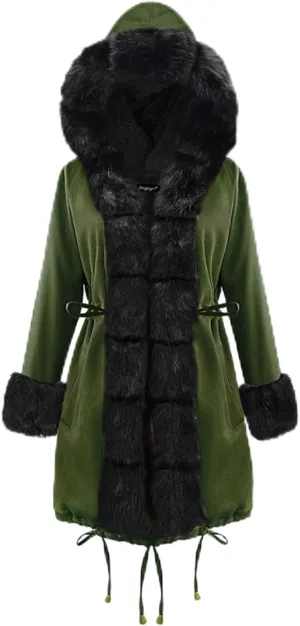 Winter Coats for Women Plus Size Fuzzy Puffer Jacket Soft Comfort Long Sleeve Hooded Qulited Outwear Thicken Warm Coat