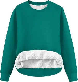 Winter Sweaters For Women Fuzzy Sweater Women'S Crewneck Sweatshirts Fleece Pullover Women Sherpa Pullover Womens