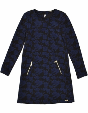 Nordic Plain breathable-mesh GUESS Girls Long Sleeve Tent Dress 7-8 Years Black Floral Polyester