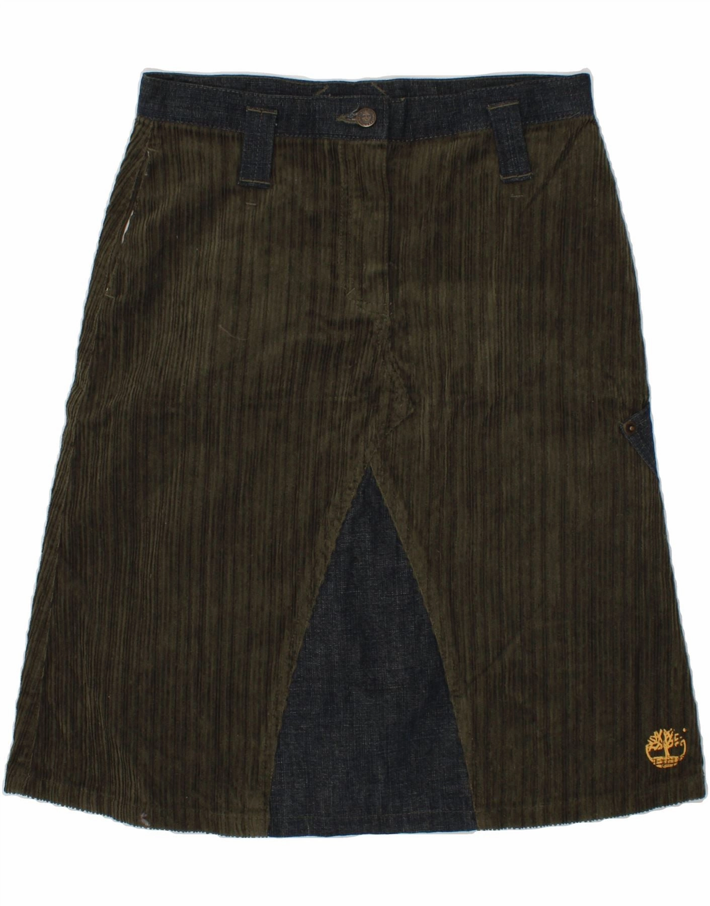 TIMBERLAND Girls Graphic Corduroy Skirt 9-10 Years W24 Green Cotton Brunch Glow Feminine Look