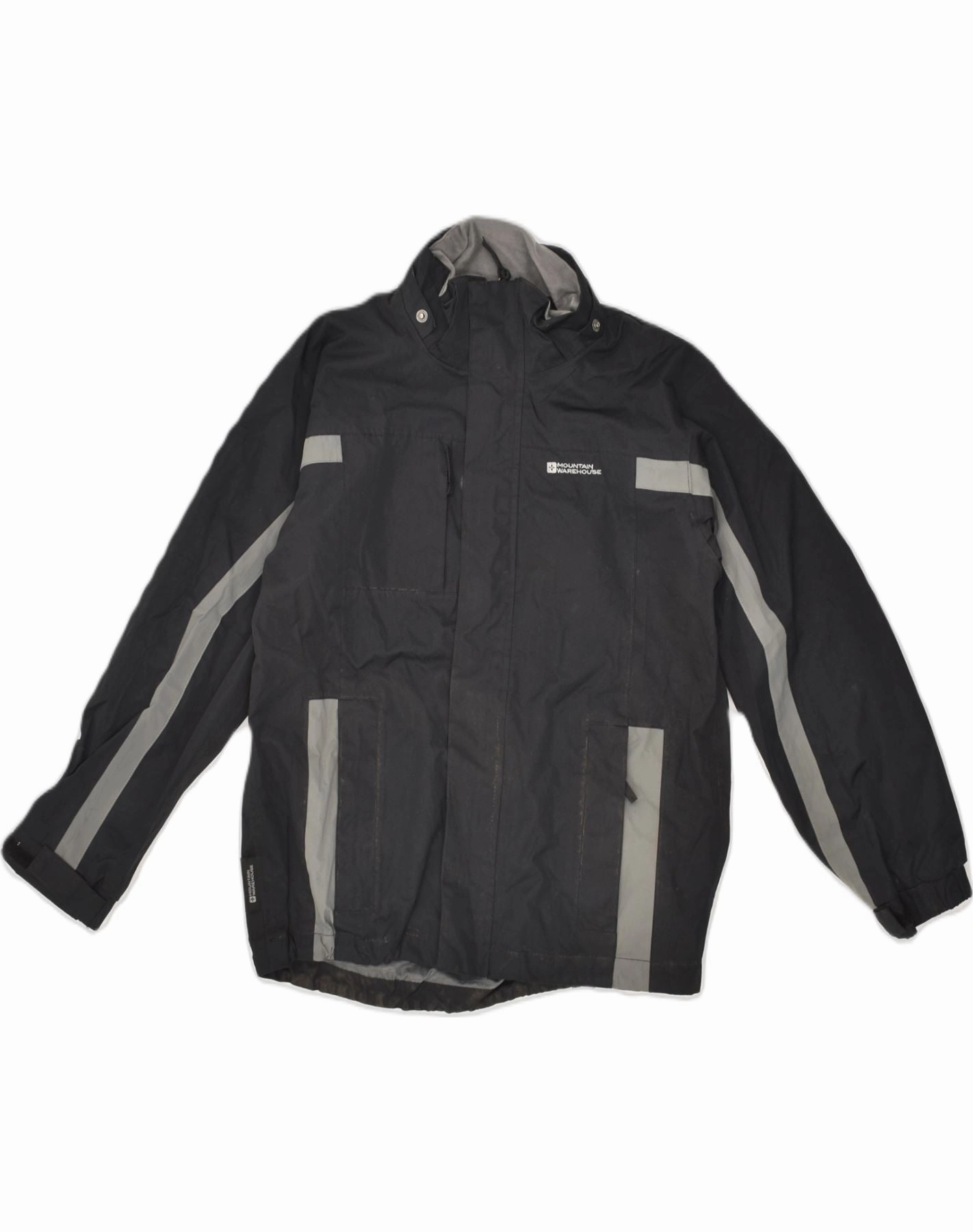 Rugged Feel MOUNTAIN WAREHOUSE Boys Rain Jacket 9-10 Years Black Colourblock Polyester