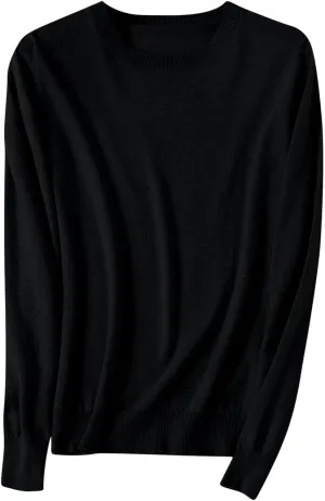 Wkishenl Cashmere Sweaters for Women Long Sleeve Crewneck/V-Neck Knit Pullover Classic Solid Shirts Fall Fashion Clothes 2024