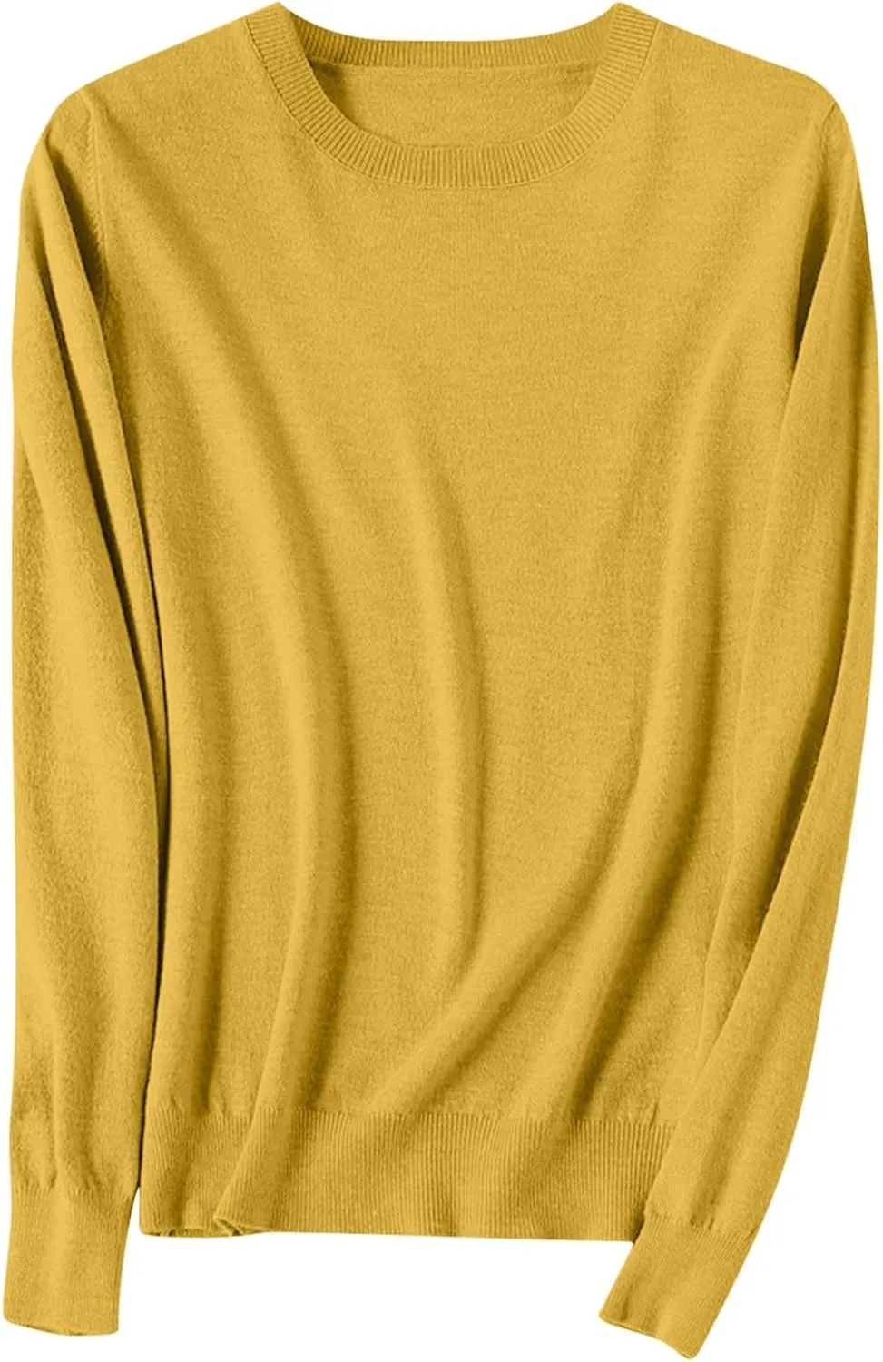 Wkishenl Cashmere Sweaters for Women Long Sleeve Crewneck/V-Neck Knit Pullover Classic Solid Shirts Fall Fashion Clothes 2024
