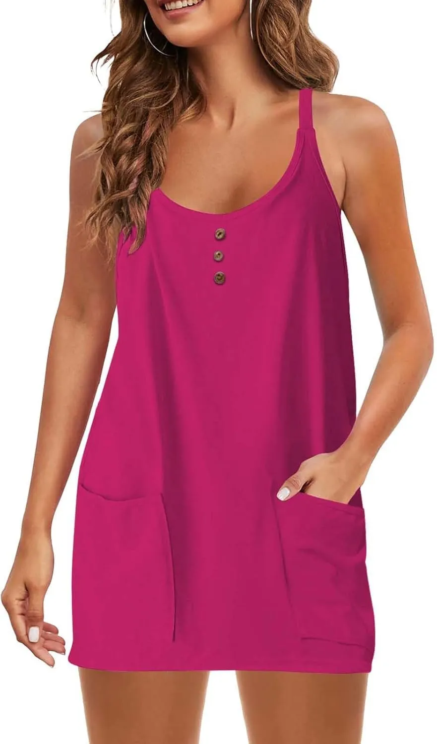 Women Athletic Dress Summer Tennis Workout Active Sports Mini Romper Dress Built in Shorts Travel Vacation Clothes