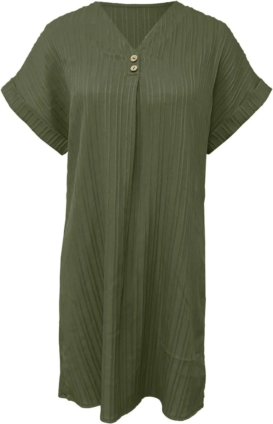Women Casual Summer Shirt Dresses Solid Color Loose Button Down Dress Fit V Neck Skirt for Women 2025 Spring Clothes