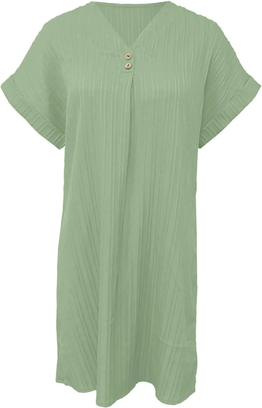 Women Casual Summer Shirt Dresses Solid Color Loose Button Down Dress Fit V Neck Skirt for Women 2025 Spring Clothes