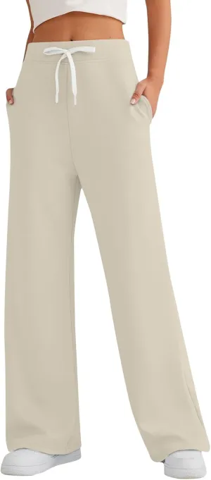 Women Fleece Warm Sweatpants Cargo Pants Active high Waisted Joggers Casual Baggy Lounge Pants with Trendy Pockets