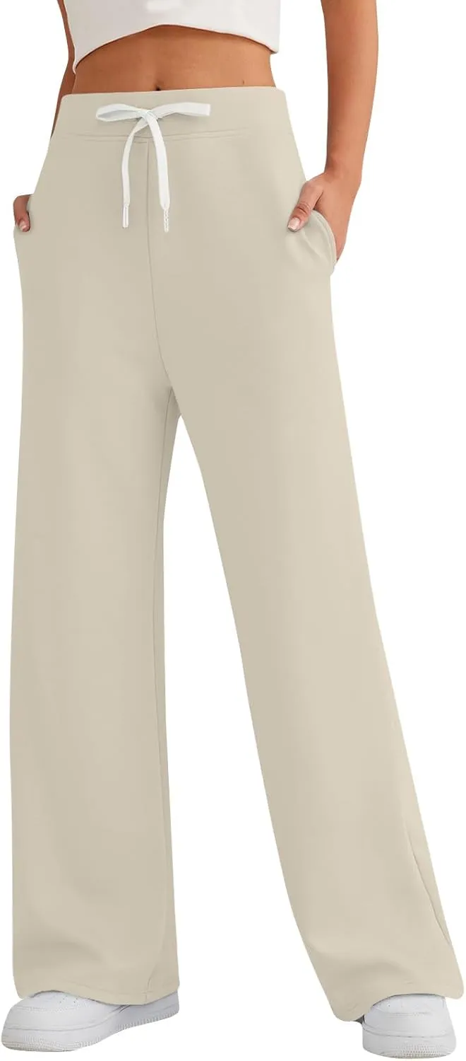 Women Fleece Warm Sweatpants Cargo Pants Active high Waisted Joggers Casual Baggy Lounge Pants with Trendy Pockets