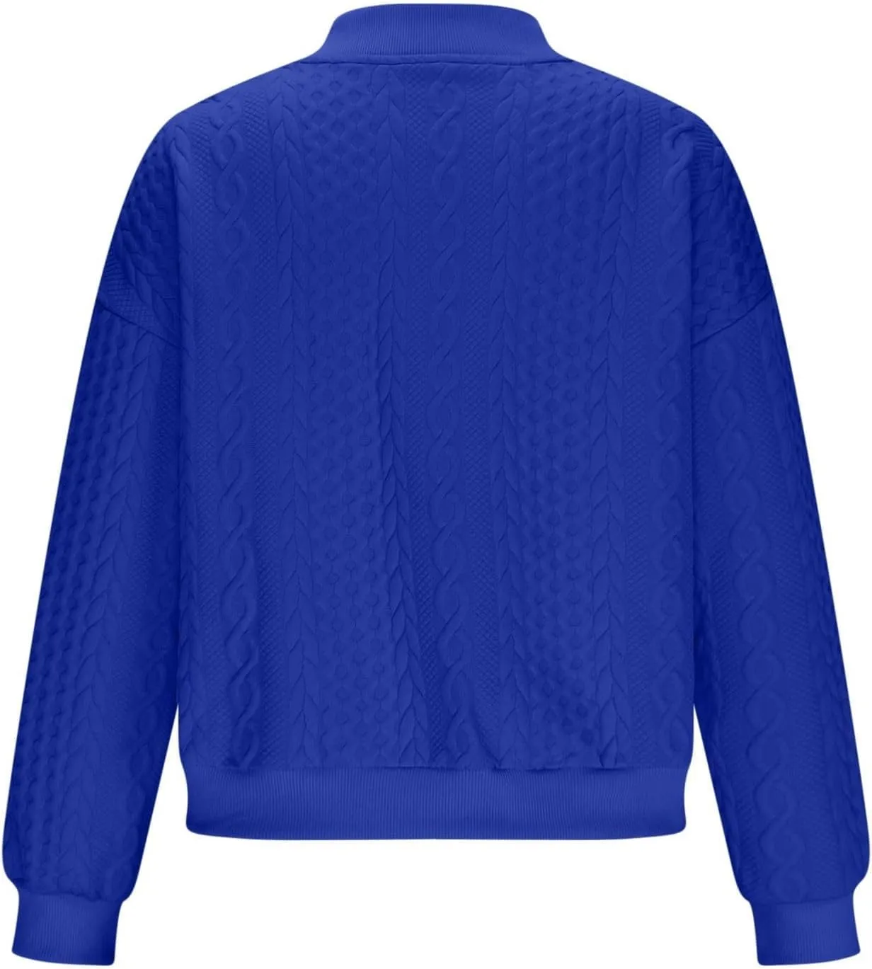 Women Jacquard Knit Bomber Jacket Business Button Down Cropped Sweatshirt Baggy Lightweight Cropped Pants with Pocket