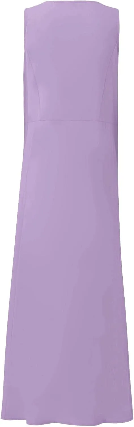 Women Linen Dresses Summer Sleeveless Maxi Dress Cute Hawaiian Dresses Plus Size Dress Long with Pockects