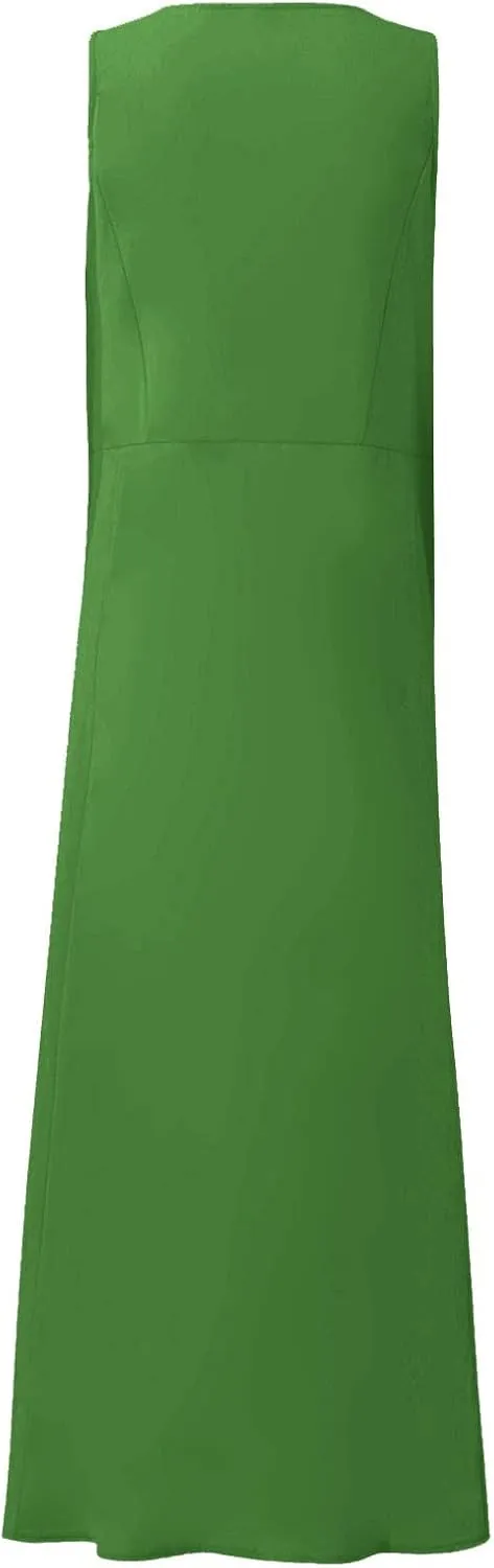 Women Linen Dresses Summer Sleeveless Maxi Dress Cute Hawaiian Dresses Plus Size Dress Long with Pockects