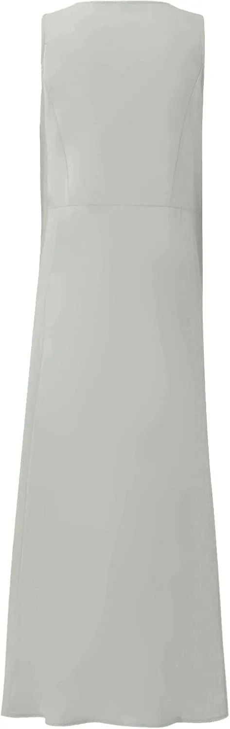 Women Linen Dresses Summer Sleeveless Maxi Dress Cute Hawaiian Dresses Plus Size Dress Long with Pockects