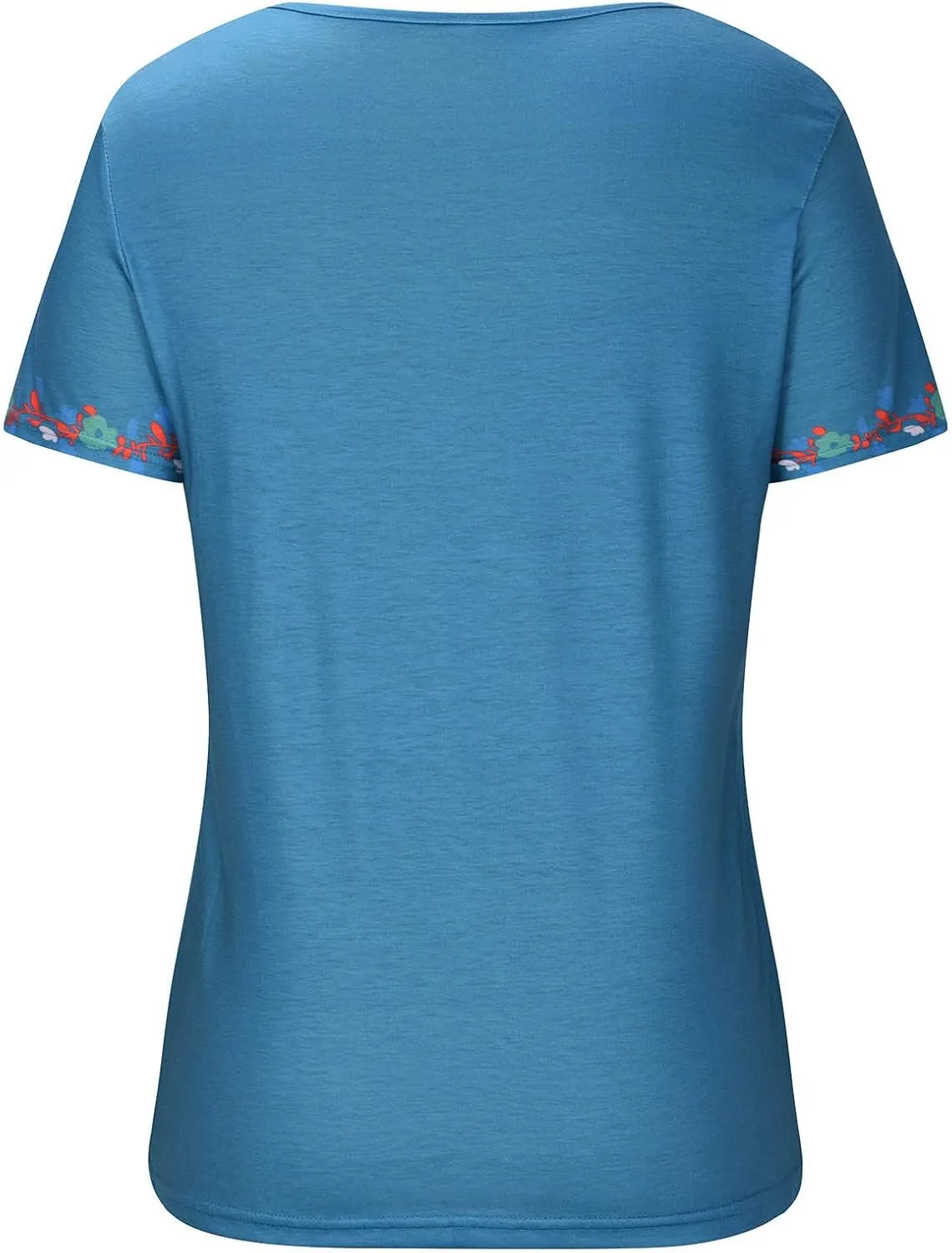Women Mexican Embroidered Tops 2024 Summer Short Sleeve Boho Shirts V Neck Blouses Loose Fitting Bohemian Clothes