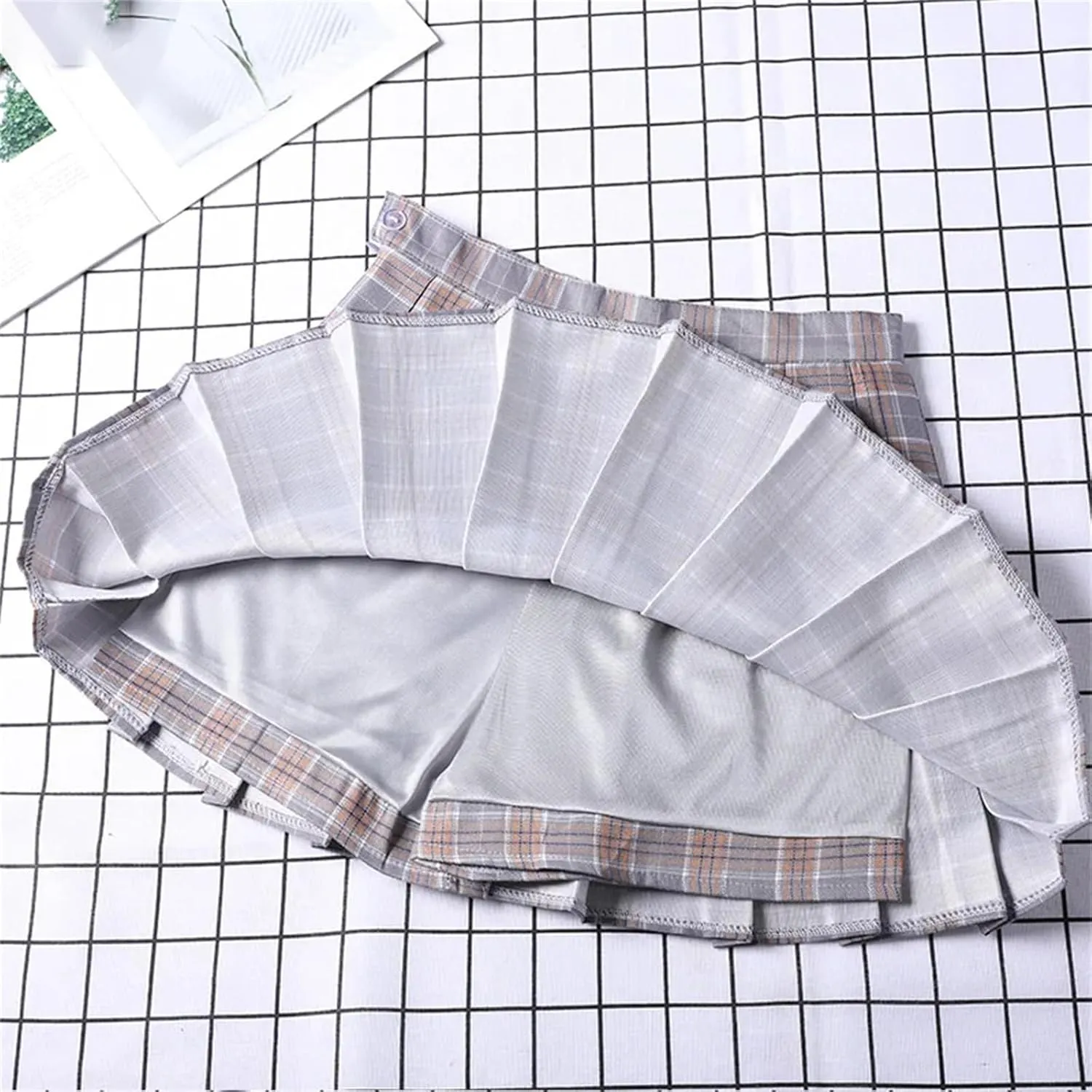 Women Pleated Skirts Checkered Summer Clothing College Style School Uniform High Waist A-Line Mini Plaid Skirt Pants