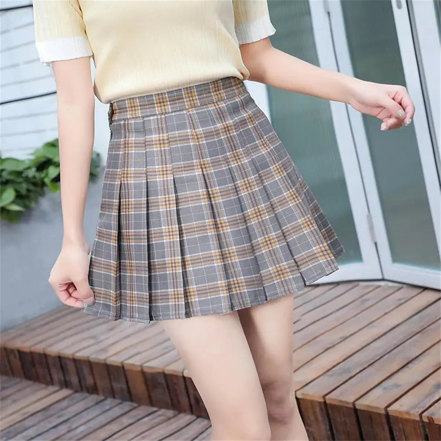 Women Pleated Skirts Checkered Summer Clothing College Style School Uniform High Waist A-Line Mini Plaid Skirt Pants