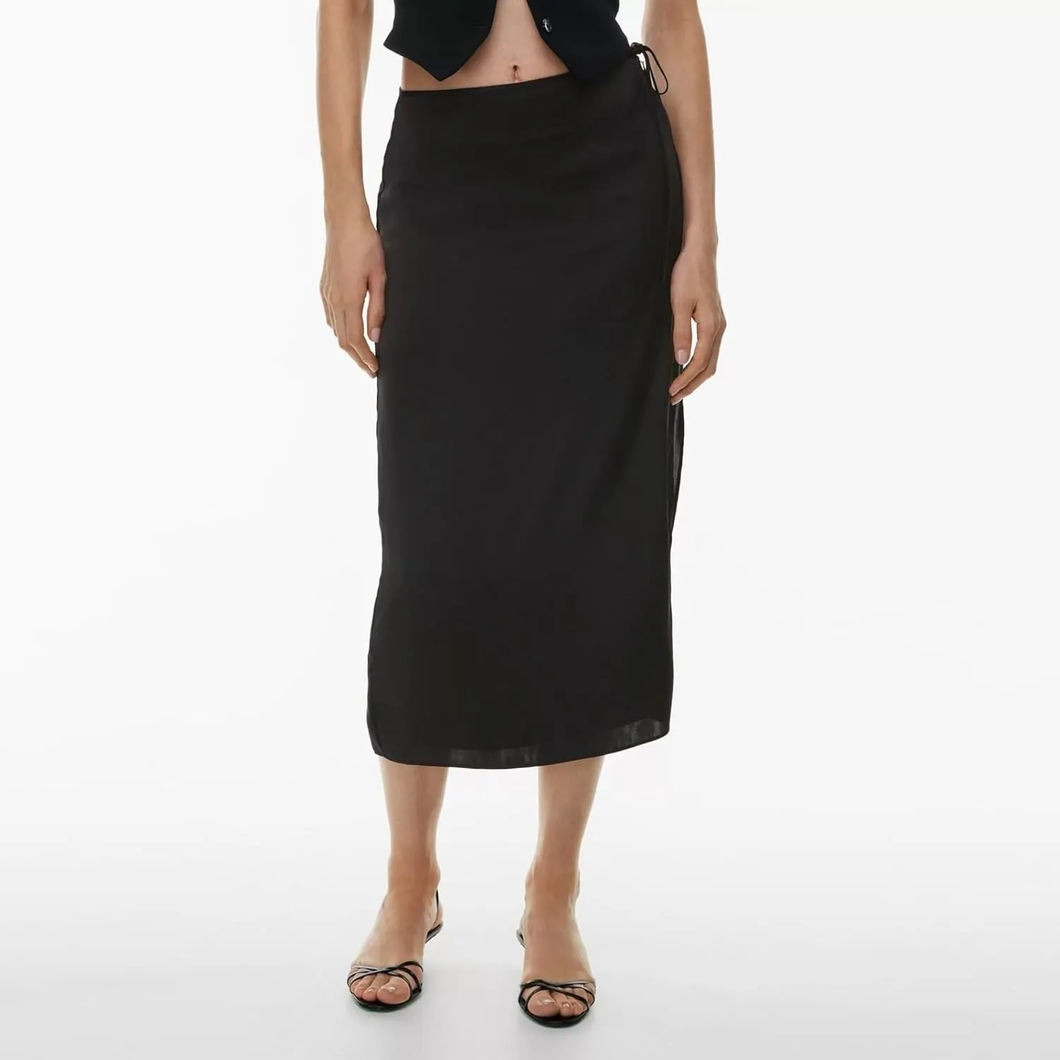 Women Satin Skirt High Waist Slit Zipper Straight Solid Color Temperament Long Skirt Pleated Tennis Skirts for