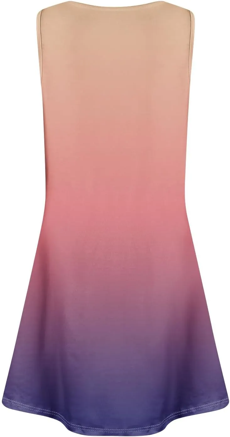 Women Summer Sundress Tank Dresses Spring Boho Dress Cover Up Sleeveless Floral Graphic Swing Vest Dressy with Pocket