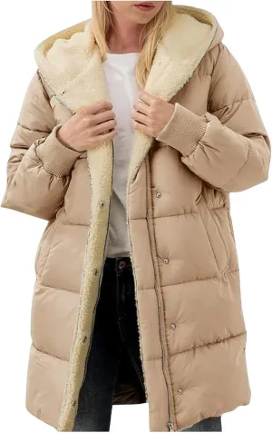 Women Thicken Warm Winter Reversible Coat Hood Down Parka Outdoor Overcoat Long Jacket Outwear Comfortable Coats
