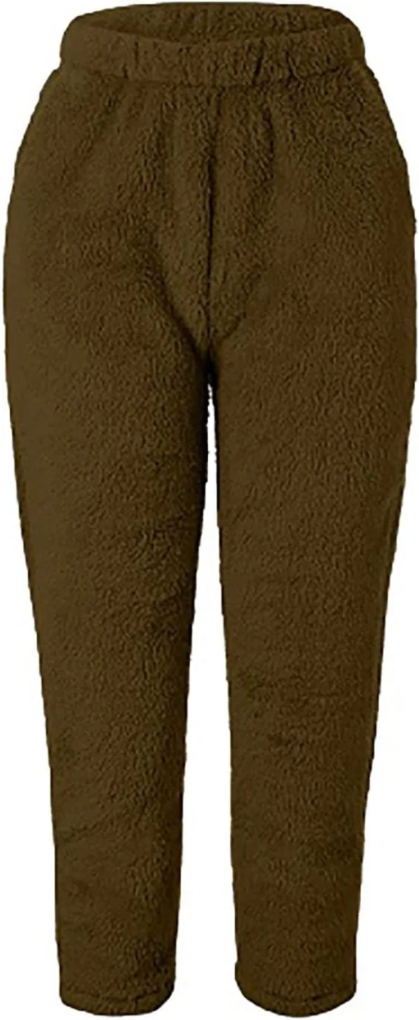 Women Warm Plush Pajama Pants Soft Fluffy Pajamas Sleep Pants Comfy Fuzzy Lounge Pants Fleece Pj Bottoms Sleepwear