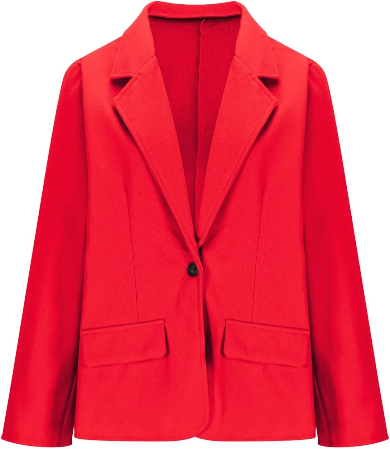 Women Wool Blend Blazer Jacket Causal Business Office Open Front Lapel Jacket Long Sleeve Pea Coat with Pockets