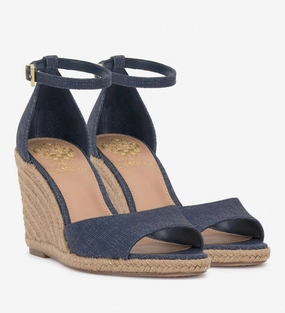 Women Felyn Wedge Sandal In Denim Leather Base Flexible Edge