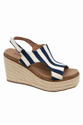 Women Freddie Wedge In Navy Natural Stripe Pad Ease