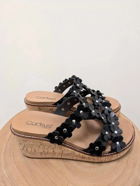 Women Mic Drop Wedge In Black Tone Sole Slim Line