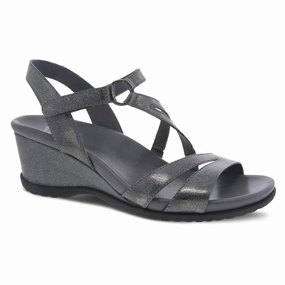 Women's Addyson Strappy Dress Wedge Sandal In Pewter Heel Comfort