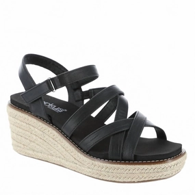 Cushioned Fit Leg Focus Women's All Nighter Wedge Sandals In Black