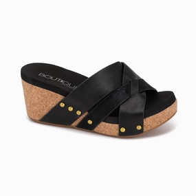 Muscle Care Women's Amuse Wedge Sandals - Medium In Black