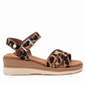 Women's Animal Print Wedge Sandals In Camel Neon Pop