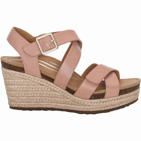 Women's Anna Wedge Sandals In Rose Leather Casual Outfit Season Fit