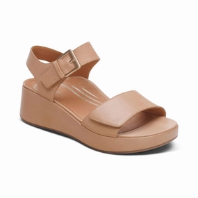 clean look Women's Ariel Adjustable Quarter Strap Wedge In Sand