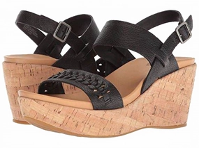 Tone Base Versatile Grip Women's Austin Braid Full Grain Wedge Sandal In Black