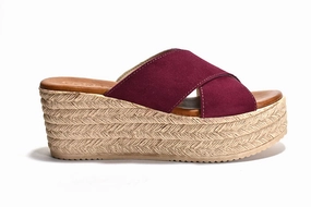 Gym Step Women's Bella Espadrille Wedge Sandals In Raspberry Suede